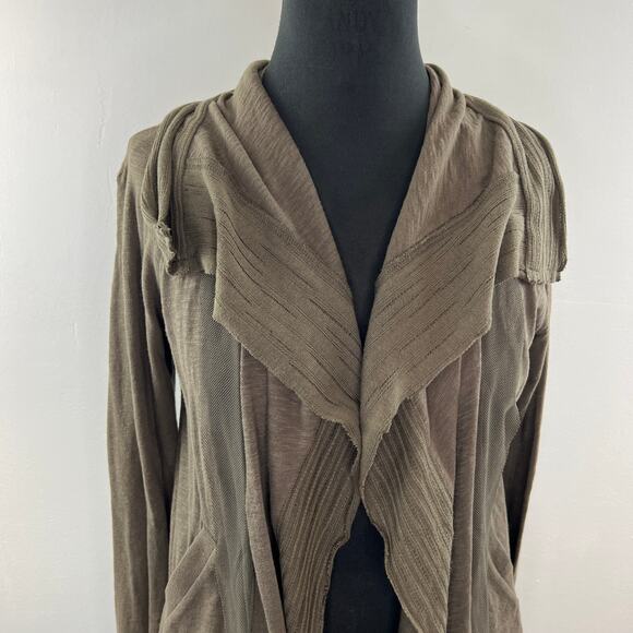 Anthropologie TINY Olive Green Long Slv Oversized Collar Open Front Cardigan XS - Picture 2 of 9